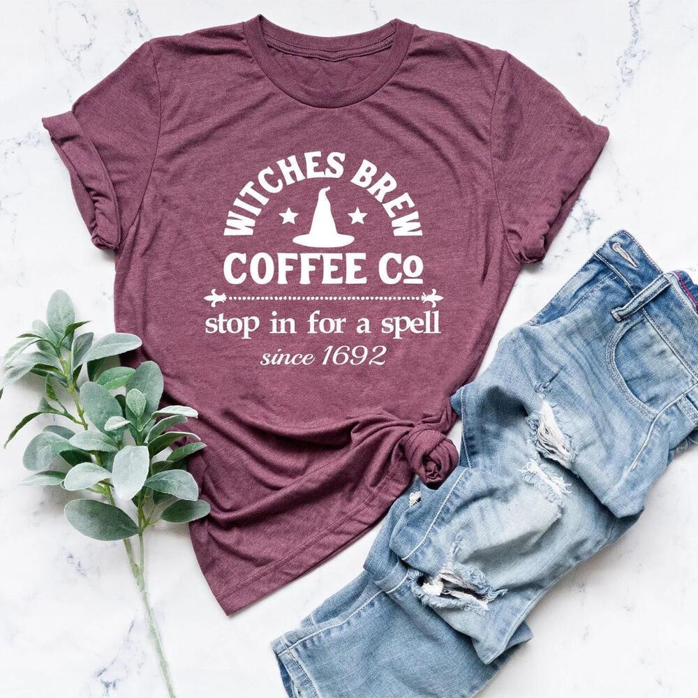 Witches Brew Coffee Co Happy Halloween T-Shirt, Witchy Woman Shirt